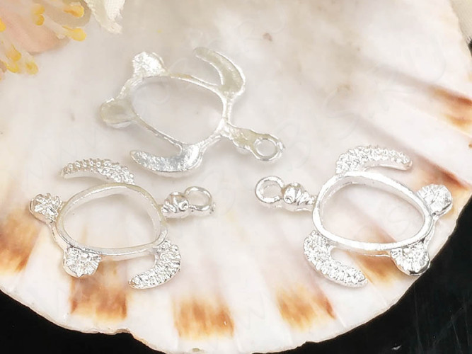 Подвеска Рамка 39 Морская черепашка 21*17,5*2мм серебристая (литьё)