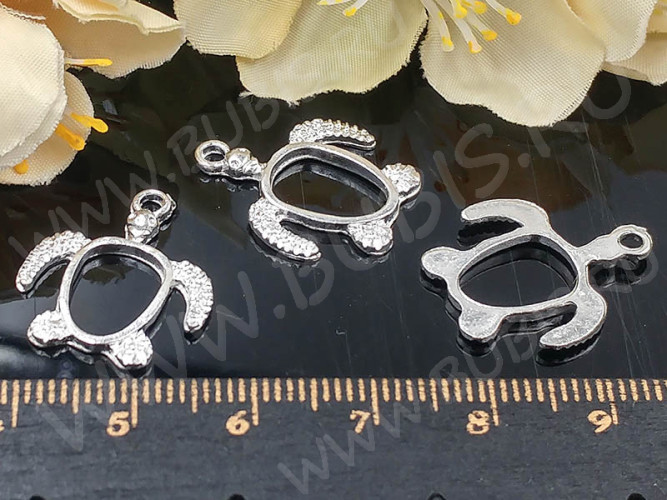 Подвеска Рамка 39 Морская черепашка 21*17,5*2мм серебристая (литьё)