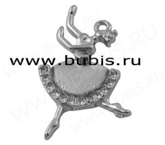 Подвеска Балерина 02 22,5*13*3мм античное серебро (литьё)