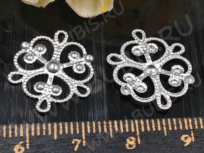 355 Коннектор 1 к 3 ажурный 19*16*1,2мм цвет платины (Хирургическая Сталь)