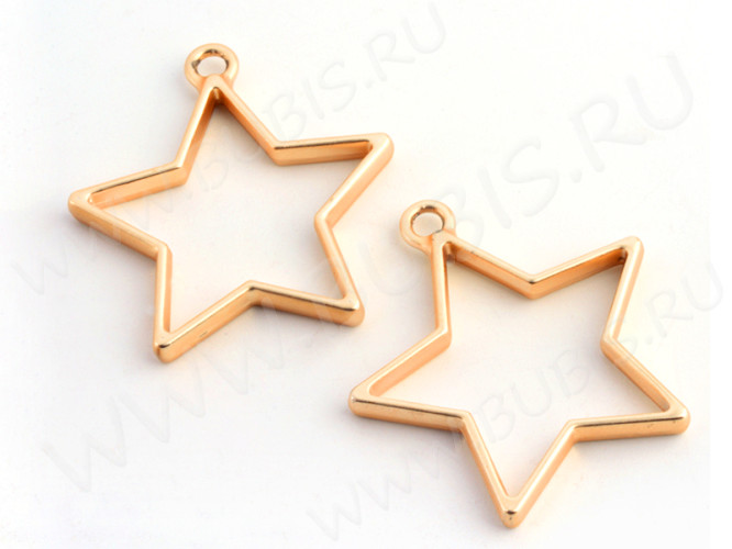 Подвеска Рамка 18 Звезда 35*33,5*3,5мм матовая золотистая (литьё)