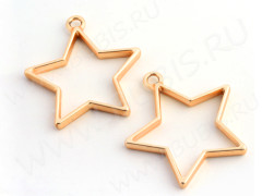 Подвеска Рамка 18 Звезда 35*33,5*3,5мм матовая золотистая (литьё)