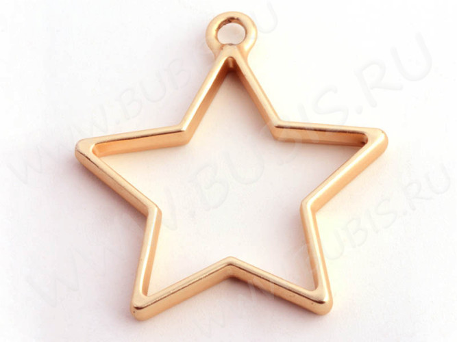 Подвеска Рамка 18 Звезда 35*33,5*3,5мм матовая золотистая (литьё)