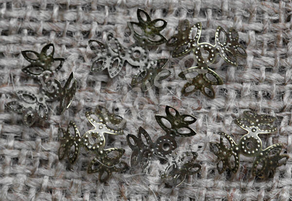 (СКИДКИ!!!) Шапочка тонкая 032 ажурная ветки 12мм античная бронза (Iron) (имитация скани) (50шт.)