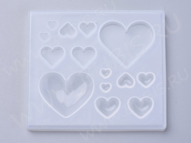 Молд 166 для эпоксидной смолы 90*80*8мм Сердечки (силикон)