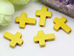Бусина каменная Крестик 05 Говлит 15,5*12*3,5мм жёлтый (камни)