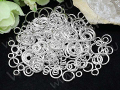 (СКИДКИ!!!) МИКС колечек 10 обычные латунные толстые МИКС 4-10*1мм серебристые (BRASS) (15гр)