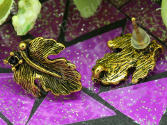 Пуссеты (&quot;гвоздики&quot;) №035 листик 16*13*13мм античное золото (литьё) (1 пара)