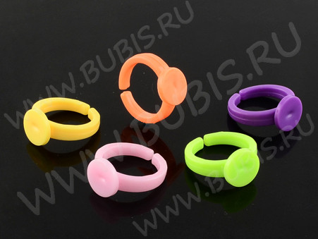 (СКИДКИ!!!) Основа (заготовка) для кольца 099-М детская 13,5мм с платформой 9,5мм МИКС цветов (пластик) (10шт.)