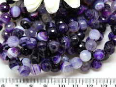 (ОПТ) Бусина округлая ГРАНЁНАЯ 8мм Агат Мадагаскарский фиолетово-молочный (камни) (НИТЬ)