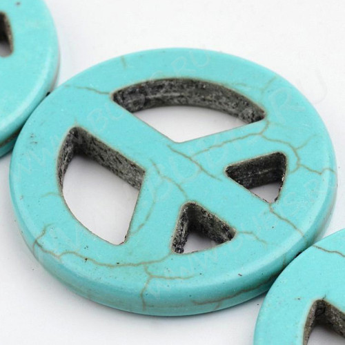 Бусина каменная Пацифик 02 бирюза синт. 35*35*4мм бирюзовая (камни)