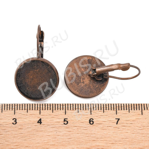 Швензы с французским замком №42 с сеттингом 16мм 29*18*13мм античная медь (Brass) (1 пара)