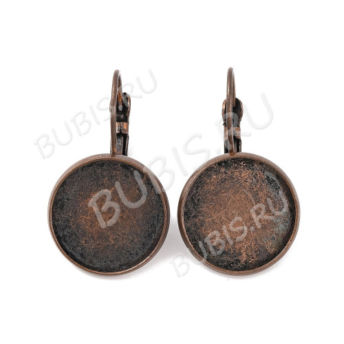 Швензы с французским замком №42 с сеттингом 16мм 29*18*13мм античная медь (Brass) (1 пара)