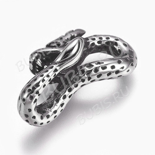 Подвеска Дракон 09 Кулон 27*13*13мм цвет платины (Хирургическая сталь)