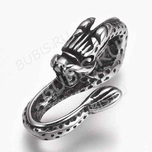 Подвеска Дракон 09 Кулон 27*13*13мм цвет платины (Хирургическая сталь)