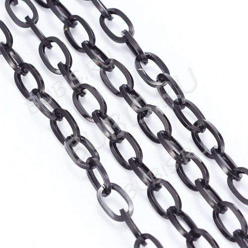 Цепочка S17-B Ювелирная сталь 6,7*3,8мм чёрная (Хирургическая сталь) (50см)