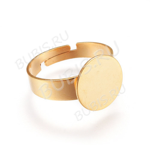 Основа (заготовка) для кольца 172 17мм с платформой 12мм Real Gold Plated 24K золотистая (Хирургическая сталь)