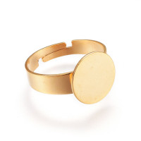 Основа (заготовка) для кольца 172 17мм с платформой 12мм Real Gold Plated 24K золотистая (Хирургическая сталь)