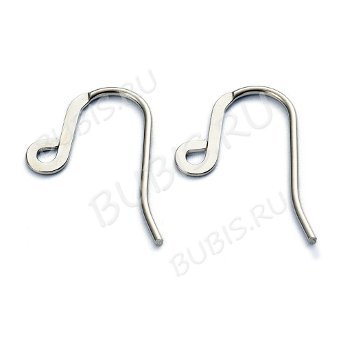 Швензы-крючки №119 с уплощением 24*14мм цвет платины (Хирургическая сталь)(1 пара)