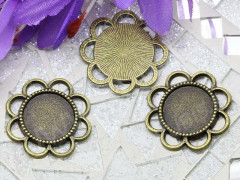 Подвеска-сеттинг Круг 27 коннектор (сеттинг 14мм) 24,5*23,5*2мм античная бронза (литьё)