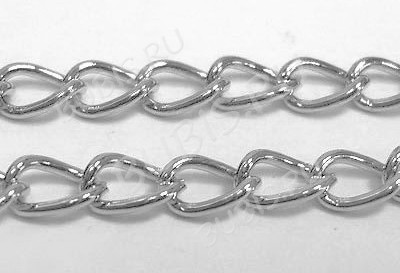 Цепочка I034 простая кручёная звено 5*3мм цвет платины (Iron) (50см)