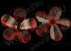 Бусина акрил Цветочек 52 гранёный 30*29*5,5мм красный прозрачный (акрил)