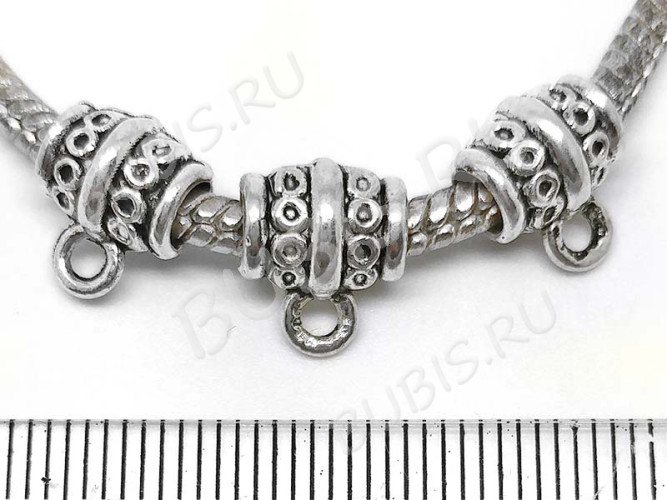 Бусина с петлёй 064 Бейл с кружочками 10*9*7,5мм античное серебро (литьё)