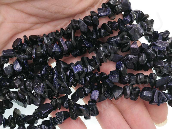 Крошка (галтовка) каменная 068 5-9мм Авантюрин т.синий имит. (имит.) (камни) (нить 43-45см)