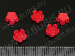 Кабошон декоративный 49 Цветочек 6*6*3,5мм красный (резин) (5шт.)