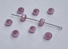Бусина Таблетка гранёная 6*6*5мм св.лилово-св.сиреневая непрозрачная (стекло) (10шт.)
