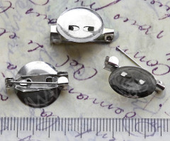 Основа (заготовка) для броши №11 булавка (с сеттингом 15мм)  20*15*6мм цвет платины (Iron)