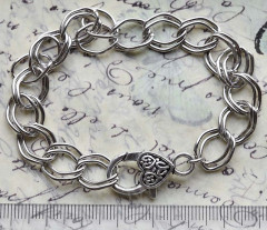 Основа (заготовка) для браслета №16 двойная цепочка с карабином 20см никель (Iron+литьё)