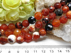 (ОПТ) Бусина округлая ГРАНЁНАЯ 10мм Агат кракле Огненный сердоликово-черный (камни) (НИТЬ)