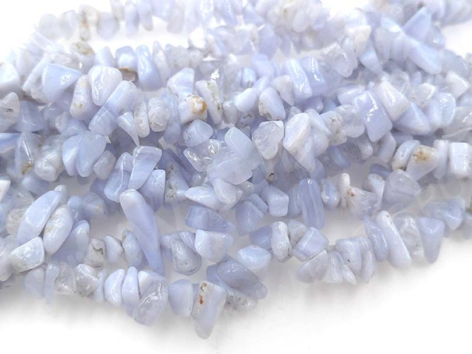 Крошка (галтовка) каменная 183 5-10мм Агат кружевной голубой натуральный (камни) (нить 43-45см)