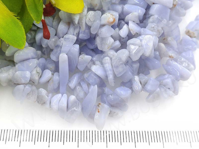 Крошка (галтовка) каменная 183 5-10мм Агат кружевной голубой натуральный (камни) (нить 43-45см)