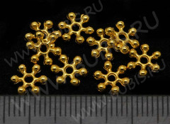 Рондели 039 Снежинки 7,5*7*1,9мм золотистые (литьё) (20шт)