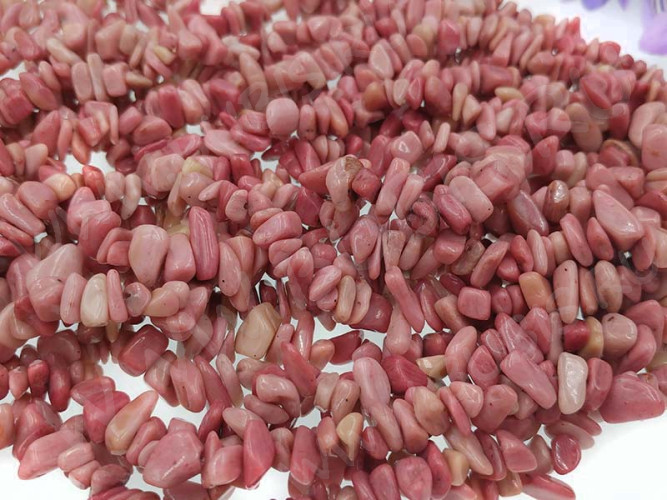 Крошка (галтовка) каменная 199 5-10мм Родохрозит натуральный (камни LUX) (нить 42-44см)