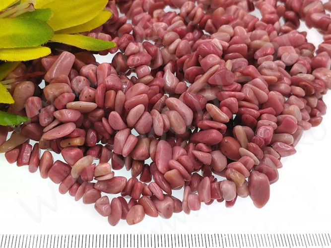 Крошка (галтовка) каменная 199 5-10мм Родохрозит натуральный (камни LUX) (нить 42-44см)