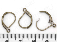 Швензы с французским замком №01 крабики 15*10*1,8мм античная бронза (Brass) (1 пара)