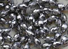 Бусина кристалл гранёный Бочонок 10*7,5*7,5мм серебристый непрозрачный (имитация Сваровски)