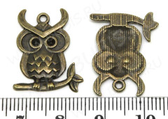 Подвеска Сова 19 22,5*18*1,6мм античная бронза (литьё)