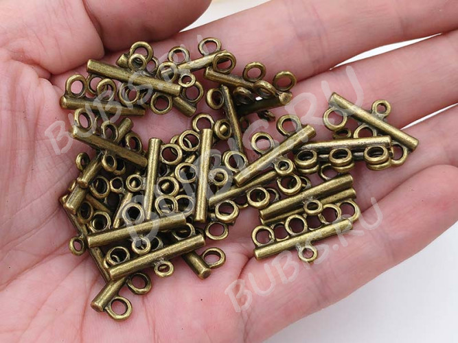 311 Коннектор классика на 3 нити 21*12*2,5мм античная бронза (литьё)