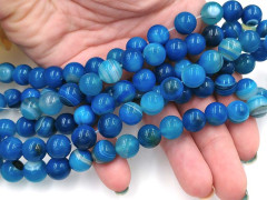 (ОПТ) Бусина округлая ГЛАДКАЯ 10мм Агат Мадагаскарский тёмно-голубой (камни) (НИТЬ)