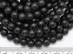 (ОПТ) Бусина округлая 6мм Шунгит чёрный матовый имит. (камни) (НИТЬ)