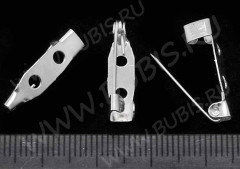 (ОПТ) Основа (заготовка) для броши №22 Булавка 2 отверстия 20*5*5мм серебристая (Iron) (100шт.)