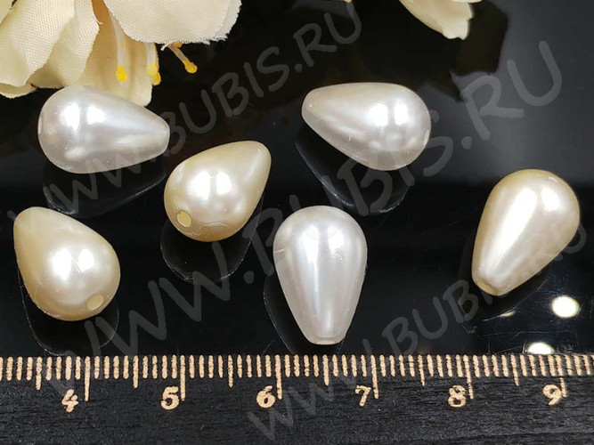 (СКИДКИ!!!) Бусина акриловая Капелька 04 14,5*10*10мм МИКС белых и айвори жемчужных (акрил) (20шт.)