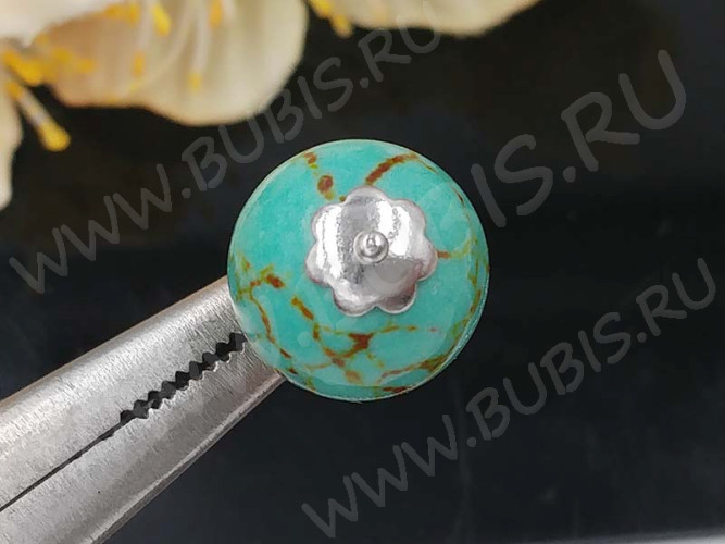 Шапочка тонкая 099 простая 35 гладкая 6*6*1,4мм цвет платины (Brass) (20шт)