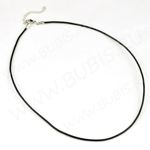 Шнур с замочком 34 кожаный круглый 3мм черный (45см)