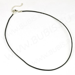 Шнур с замочком 34 кожаный круглый 3мм черный (45см)