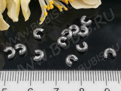 (СКИДКИ!!!) Обжимная бусина 02 разъёмная покрывная 4*2,7мм цвет платины (Brass) (100шт.)